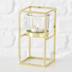 Merkloos Waxinelichthouders - 2 Stuks - Goudkleurig - Metaal - 15 En 23 Cm -Leenbakker Winkel 1000062205 0102