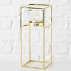 Merkloos Waxinelichthouders - 2 Stuks - Goudkleurig - Metaal - 15 En 23 Cm -Leenbakker Winkel 1000062205 0103