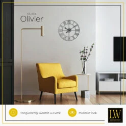 LW Collection Wandklok Olivier Zilver 40cm -Leenbakker Winkel 1000064231 0103