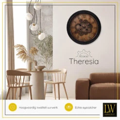 LW Collection Wandklok Radar Theresia Bruin 67cm Bewegende Tandwielen 7 LW Collection Wandklok Radar Theresia Bruin 67cm Bewegende Tandwielen -Leenbakker Winkel 1000064267 0103
