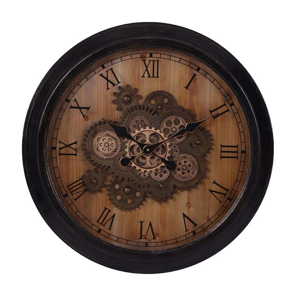 LW Collection Wandklok Radar Theresia Bruin 67cm Bewegende Tandwielen 1 LW Collection Wandklok Radar Theresia Bruin 67cm Bewegende Tandwielen