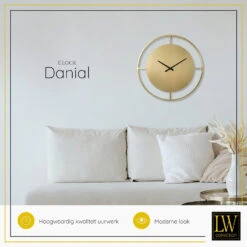 LW Collection Wandklok Danial Goud 60cm -Leenbakker Winkel 1000064324 0103