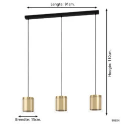 EGLO Lagunitas Hanglamp - E27 - 91 cm - Zwart/Geelkoper/Goud -Leenbakker Winkel 1000065298 0103