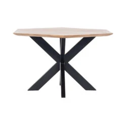 Giga Meubel Eettafel Hexagon 140cm - Naturel - Mangohout & Metaal