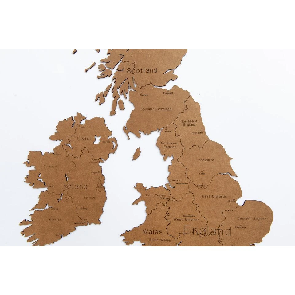 MiMi Innovations Luxe Houten Landkaart - United Kingdom - 106x61 Cm - Bruin 2 MiMi Innovations Luxe Houten Landkaart - United Kingdom - 106x61 Cm - Bruin - Afbeelding 2