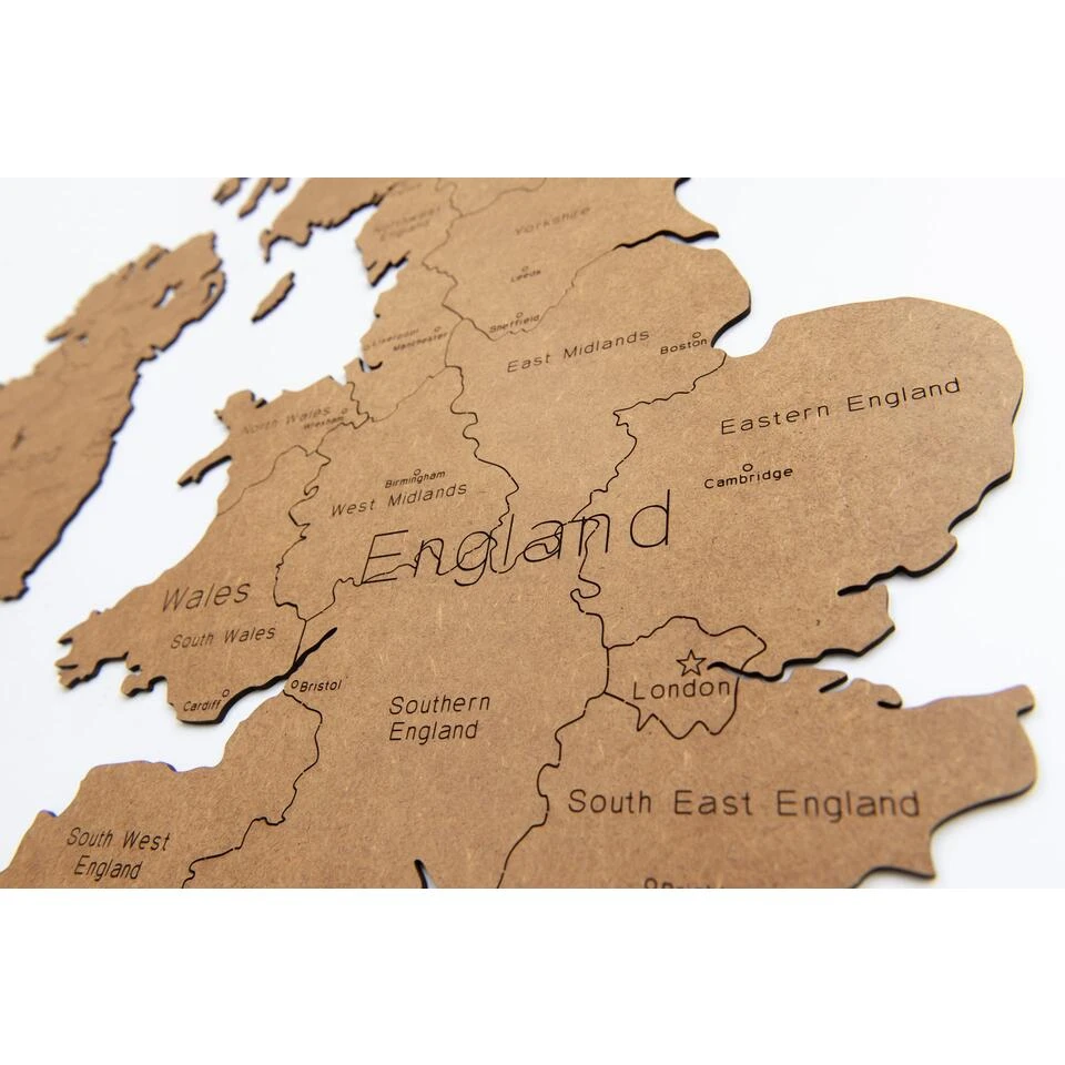 MiMi Innovations Luxe Houten Landkaart - United Kingdom - 106x61 Cm - Bruin 3 MiMi Innovations Luxe Houten Landkaart - United Kingdom - 106x61 Cm - Bruin - Afbeelding 3