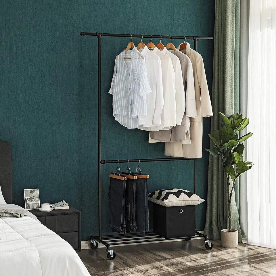 ACAZA Metalen Kledingrek Met Draagcapaciteit 110kg - Zwarte Kleur 4 ACAZA Metalen Kledingrek Met Draagcapaciteit 110kg - Zwarte Kleur - Afbeelding 4