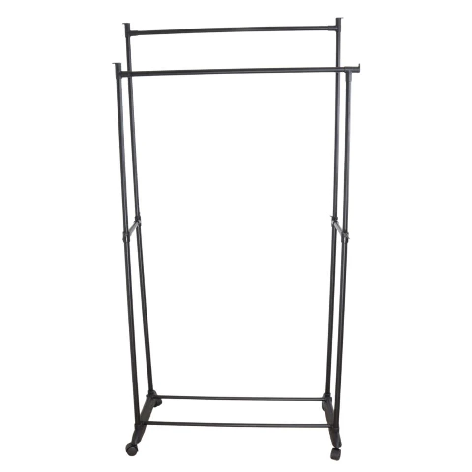 Orange85 Kledingrek Dubbel Op Wieltjes Zwart Metaal Garderoberek 4 Orange85 Kledingrek Dubbel Op Wieltjes Zwart Metaal Garderoberek - Afbeelding 4