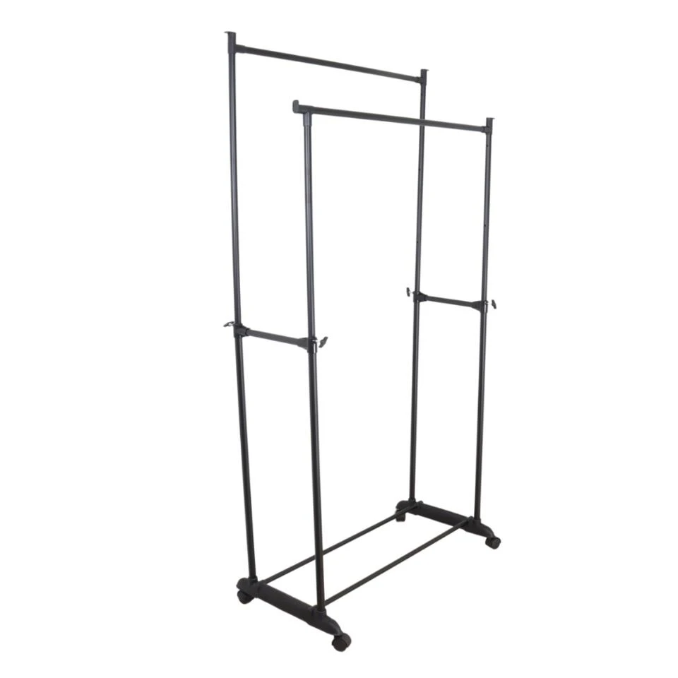 Orange85 Kledingrek Dubbel Op Wieltjes Zwart Metaal Garderoberek 1 Orange85 Kledingrek Dubbel Op Wieltjes Zwart Metaal Garderoberek