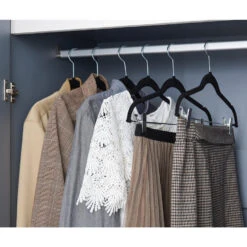 ACAZA Set Van 20 Fluwelen Kledinghangers - Metalen Haak - Zwart -Leenbakker Winkel 1000068943 0101