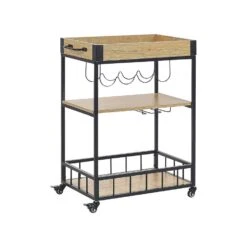 Beliani Keukentrolley HULLET - Lichte Houtkleur Mdf, Ijzer