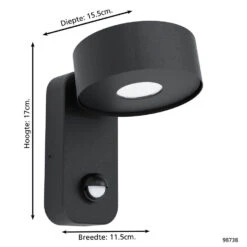 EGLO Palosco Wandlamp Voor buiten - Met bewegingssensor - IP44 - Zwart -Leenbakker Winkel 1000070096 0103