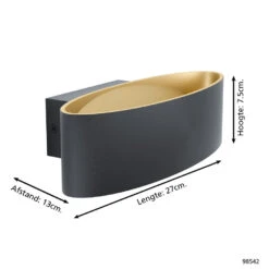 EGLO Maccacari Wandlamp - 1 lichts - LED - Zwart - Goud -Leenbakker Winkel 1000070105 0103