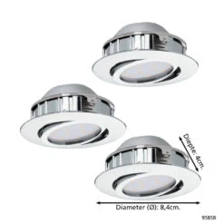 EGLO Pineda - Inbouwspot - 3 Lichts - Chroom -Leenbakker Winkel 1000070427 0103