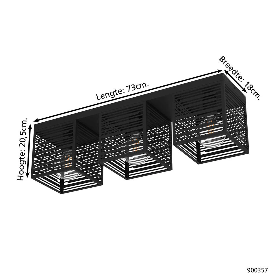 EGLO Piedritas Plafondlamp - E27 - 73 cm - Zwart 4 EGLO Piedritas Plafondlamp - E27 - 73 cm - Zwart - Afbeelding 4