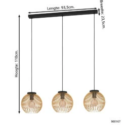 EGLO Venezuela Hanglamp - E27 - 93,5 cm - Goud/Zwart -Leenbakker Winkel 1000070733 0103