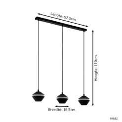 EGLO Perpigo - Hanglamp - GU10 - 92,5 cm - Zwart -Leenbakker Winkel 1000070761 0103