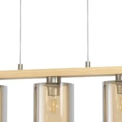 EGLO Castralvo Hanglamp - 5 lichts - E27 - Hout/Glas - Bruin -Leenbakker Winkel 1000070904 0102