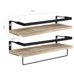 QUVIO Houten Wandplank Met Metalen Stang Voor Keuken -Leenbakker Winkel 1000071517 0102
