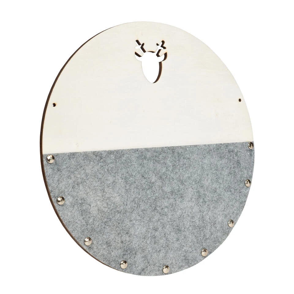 QUVIO Memobord Rond Hout + Half Vilt - Grijs 3 QUVIO Memobord Rond Hout + Half Vilt - Grijs - Afbeelding 3