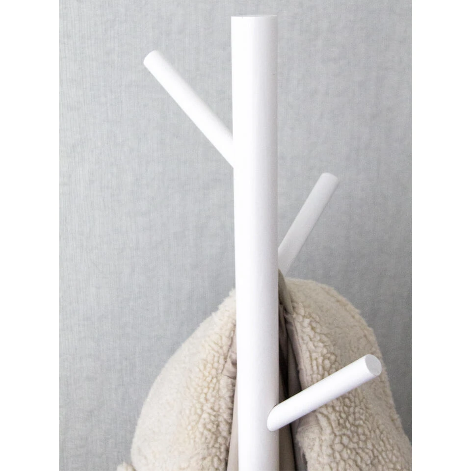 QUVIO Staande Kapstok Hout Wit 3 QUVIO Staande Kapstok Hout Wit - Afbeelding 3