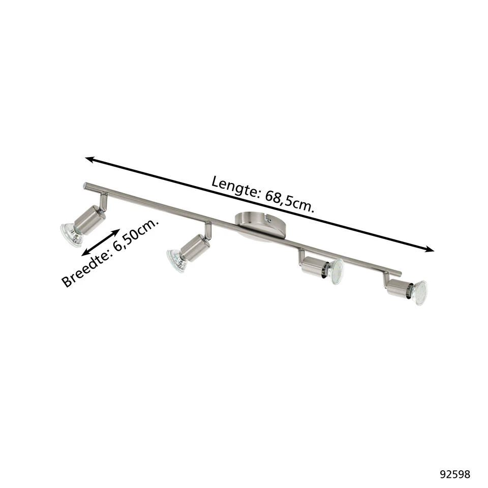 EGLO Buzz - Plafondspots - 4 Lichts - LED - Nikkel-Mat 4 EGLO Buzz - Plafondspots - 4 Lichts - LED - Nikkel-Mat - Afbeelding 4