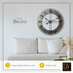 LW Collection Wandklok Becka Grijs 80cm -Leenbakker Winkel 1000073716 0102