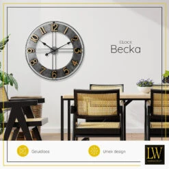 LW Collection Wandklok Becka Grijs 80cm -Leenbakker Winkel 1000073716 0103