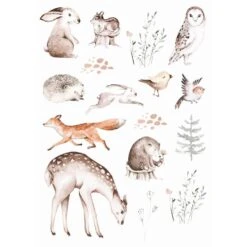 ESTAhome Muursticker - Bosdieren - Bruin - 47,5 Cm X 66 Cm - 156103