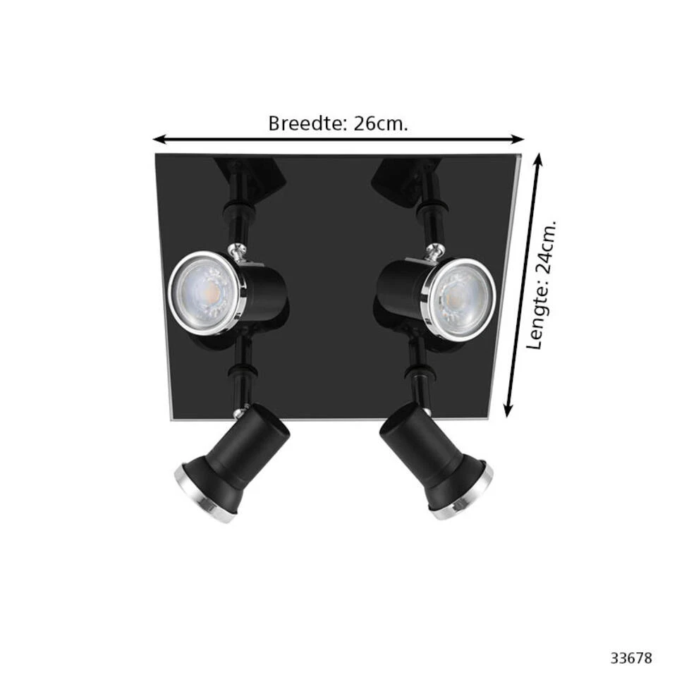 EGLO Tamara 1 Spot - GU10 - 24 Cm - Zwart/Grijs 4 EGLO Tamara 1 Spot - GU10 - 24 Cm - Zwart/Grijs - Afbeelding 4