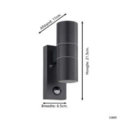 EGLO Riga 5 Wandlamp Buiten - GU10 - 21,5 cm - Sensor - Antraciet -Leenbakker Winkel 1000076835 0103