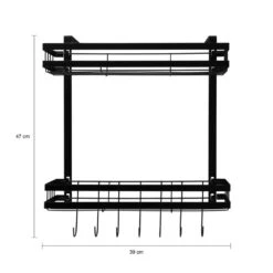 Krumble Kruidenrekje Ophangbaar Met 2 Plankjes En 7 Haakjes - Metaal - Zwart -Leenbakker Winkel 1000077068 0102