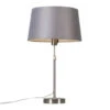 QAZQA Tafellamp Staal Met Kap Grijs 35 Cm Verstelbaar - Parte