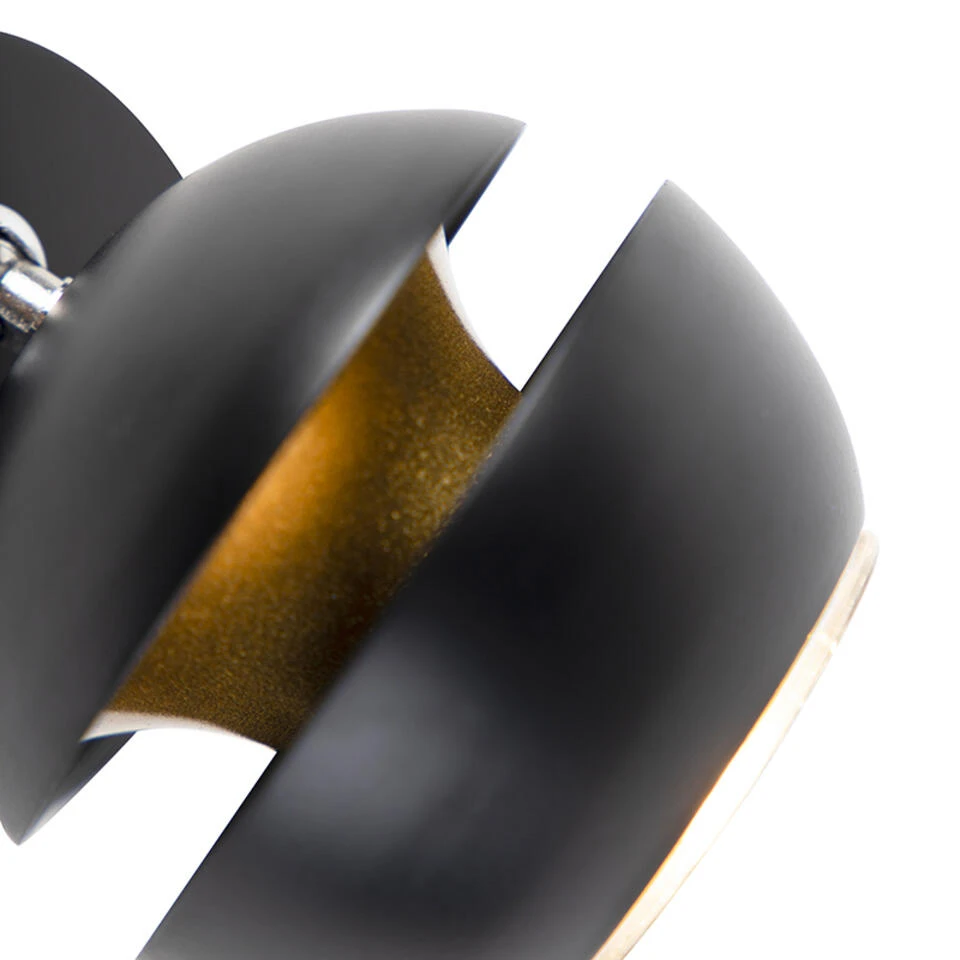 QAZQA Moderne Spot 1-lichts Zwart Met Gouden Binnenkant - Buell Deluxe 4 QAZQA Moderne Spot 1-lichts Zwart Met Gouden Binnenkant - Buell Deluxe - Afbeelding 4