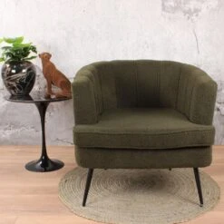 DS4U® Norah Fauteuil Teddy - Stof - Groen -Leenbakker Winkel 1000081205 0102