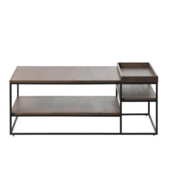 Giga Meubel Salontafel Donkerbruin - 120x70x45cm - Eikenhout - Bureau Rivoli