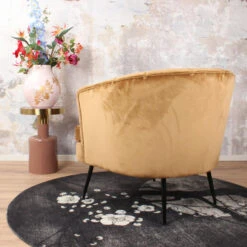DS4U® Norah Fauteuil Velvet - Stof - Goudkleurig -Leenbakker Winkel 1000081843 0103