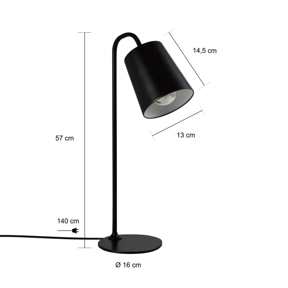 QUVIO Tafellamp Metaal Zwart - QUV5169L-BLACK 2 QUVIO Tafellamp Metaal Zwart - QUV5169L-BLACK - Afbeelding 2