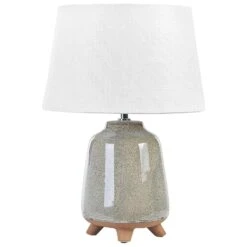Beliani Tafellamp FAJARDO - Grijs Keramiek