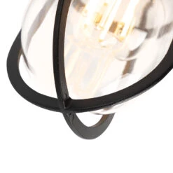 QAZQA Landelijke Buitenplafondlamp Zwart Met Glas IP44 - Elza -Leenbakker Winkel 1000084662 0103