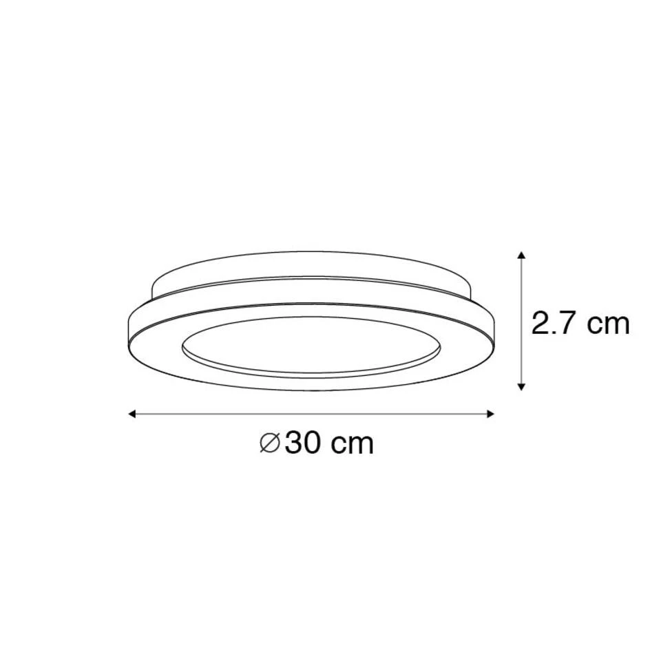 QAZQA Plafonnière Wit 30 Cm Incl. LED 3-staps Dimbaar IP44 - Steve 4 QAZQA Plafonnière Wit 30 Cm Incl. LED 3-staps Dimbaar IP44 - Steve - Afbeelding 4