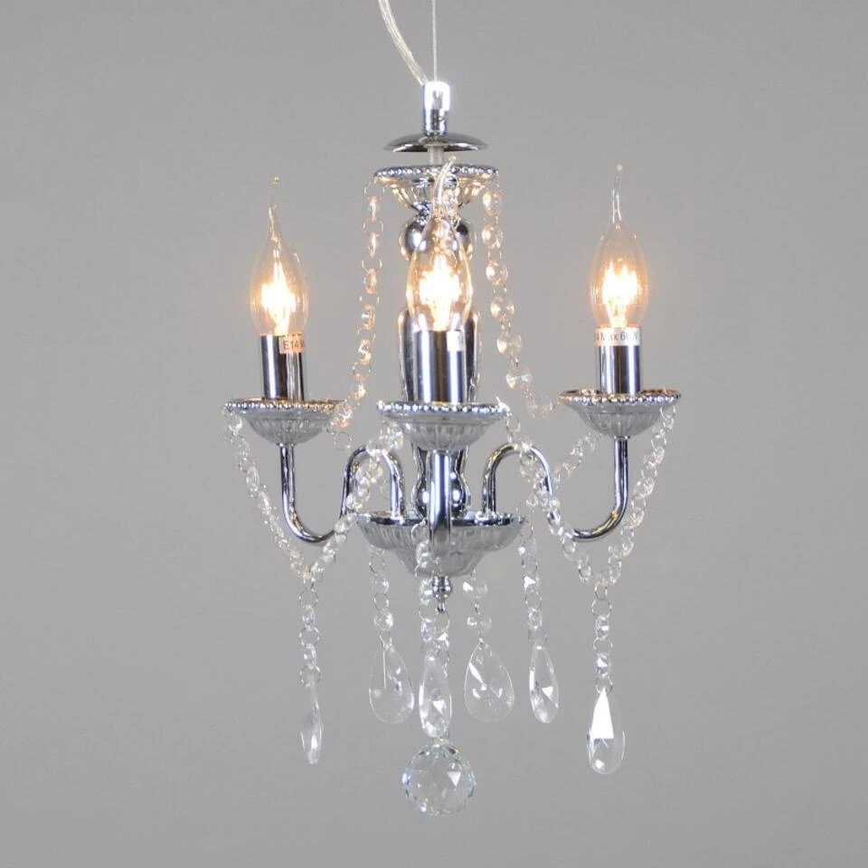 QAZQA Klassieke Kroonluchter Chroom Met Zwarte Kap - Ann-Kathrin 3 4 QAZQA Klassieke Kroonluchter Chroom Met Zwarte Kap - Ann-Kathrin 3 - Afbeelding 4