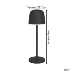 EGLO Mannera Tafellamp - Aanraakdimmer - Draadloos - 34 Cm - Zwart -Leenbakker Winkel 1000085406 0103