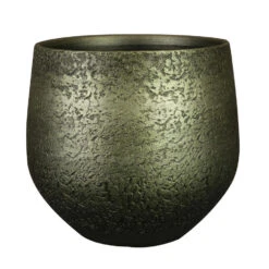 Merkloos Ter Steege Plantenpot - Keramiek - Metallic Donkergroen - 27x25cm