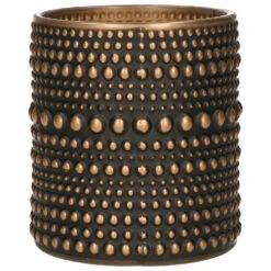 Countryfield Theelichthouder/kaarsenhouder - Zwart/brons - H12 Cm