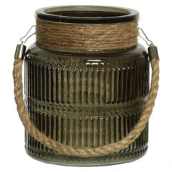 Lumineo Windlicht - Donkergroen - Glas - D14xH16 Cm - Lantaarn