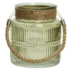 Lumineo Windlicht - Groen - Relief - Glas - D14xH16 Cm - Lantaarn