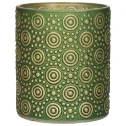 Countryfield Theelichthouder/kaarsenhouder - Olijfgroen/goud - H10 Cm