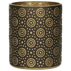 Countryfield Theelichthouder/kaarsenhouder - Zwart/goud - H8 Cm