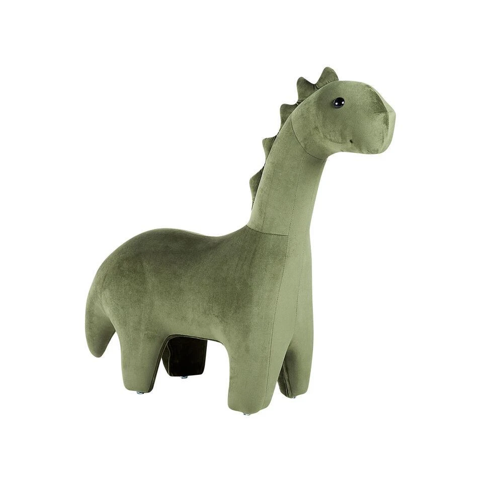 Beliani Dierenhocker BRONTOSAUR - Groen Fluweel 1 Beliani Dierenhocker BRONTOSAUR - Groen Fluweel